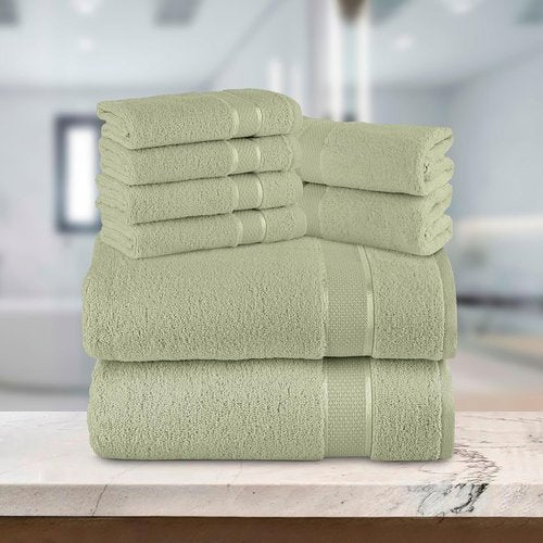 Elegant Comfort Premium Cotton Towel Set - 8-Piece Highly Absorbent Turkish Cotton | Mint Green