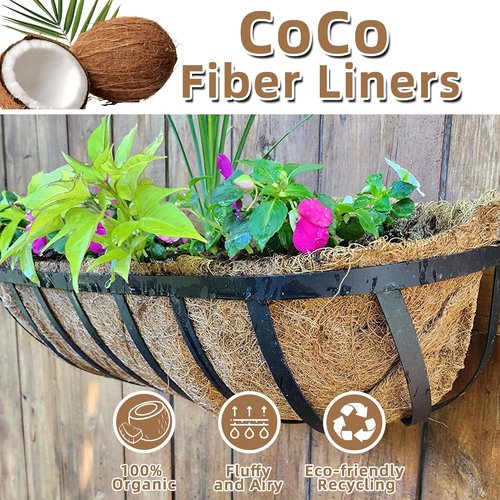 Coco Liner | Premium 24-Inch Trough Planter Liners - 100% Natural Coconut Fiber for Outdoor Use