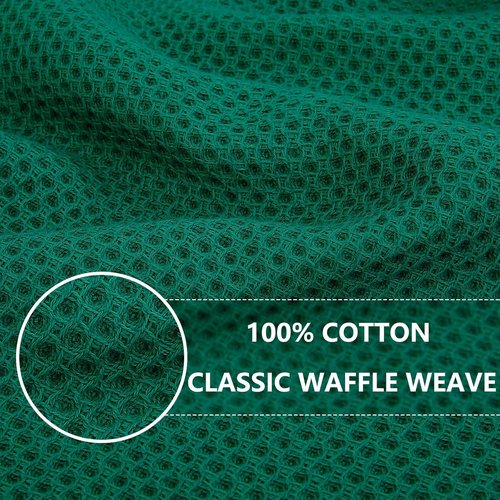 Homaxy 100% Cotton Waffle Weave Dish Towels - Ultra Soft & Absorbent | Quick Drying, 13 x 28 Inches, 6-Pack, Dark Green