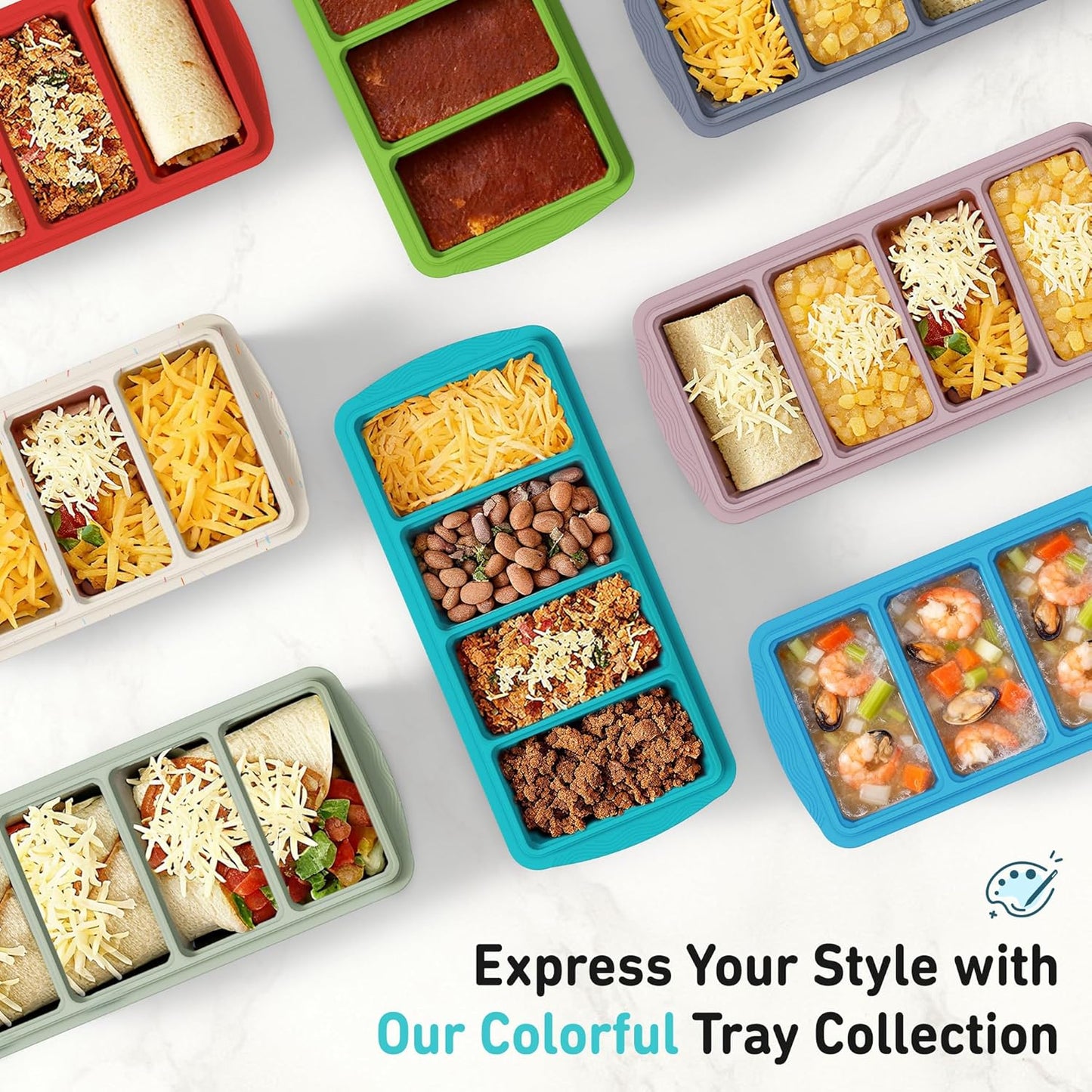 Skiennix Silicone Freezer Tray - Steel Reinforced Lid for Soup & Leftovers | Meal Prep Container