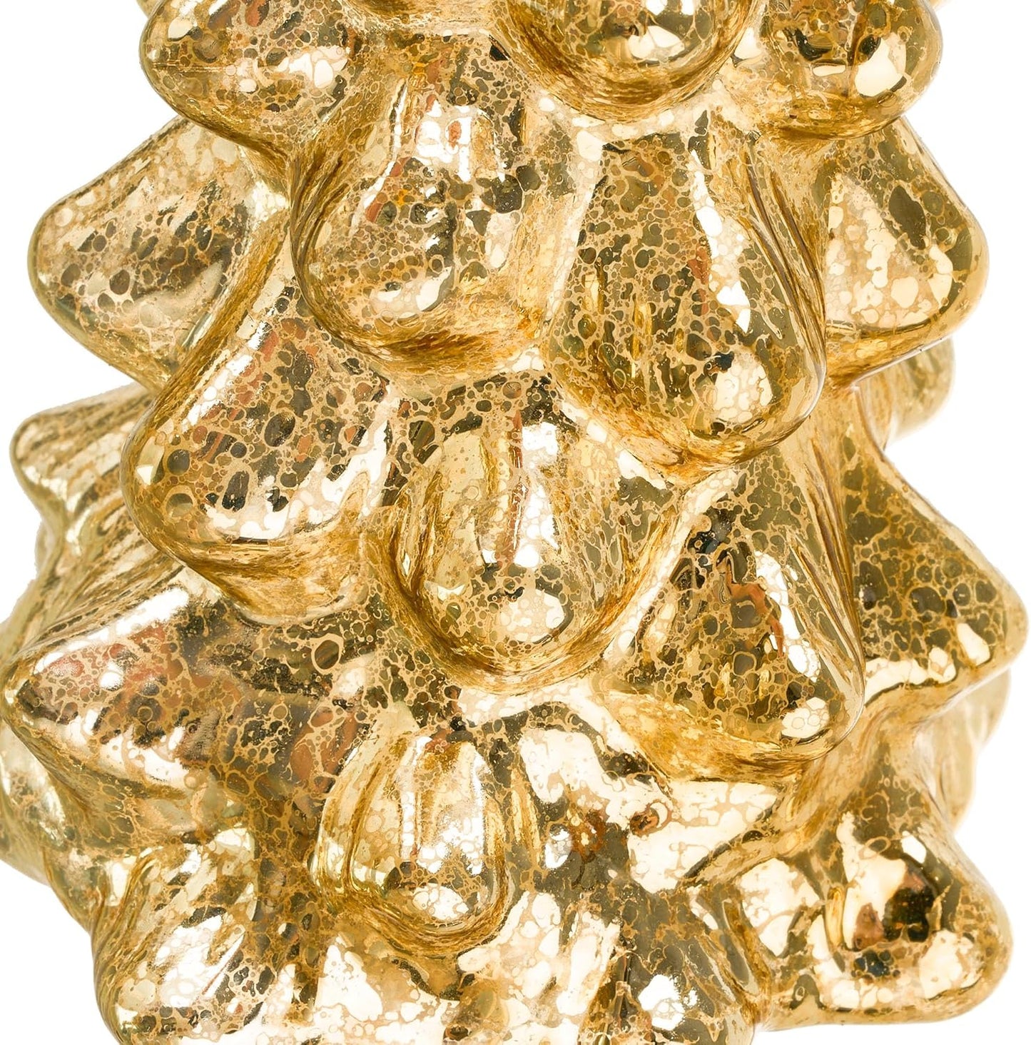 Regine Switzerland Mercury Glass Christmas Tree Set - Gold Collectible Figurines with LED | Indoor Table Centerpiece Decorations