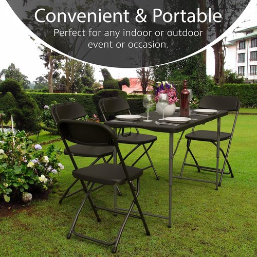 4FT Heavy Duty Foldable Table by [Brand Name] - Adjustable Height, Built-In Handle | Perfect for Indoor/Outdoor Events
