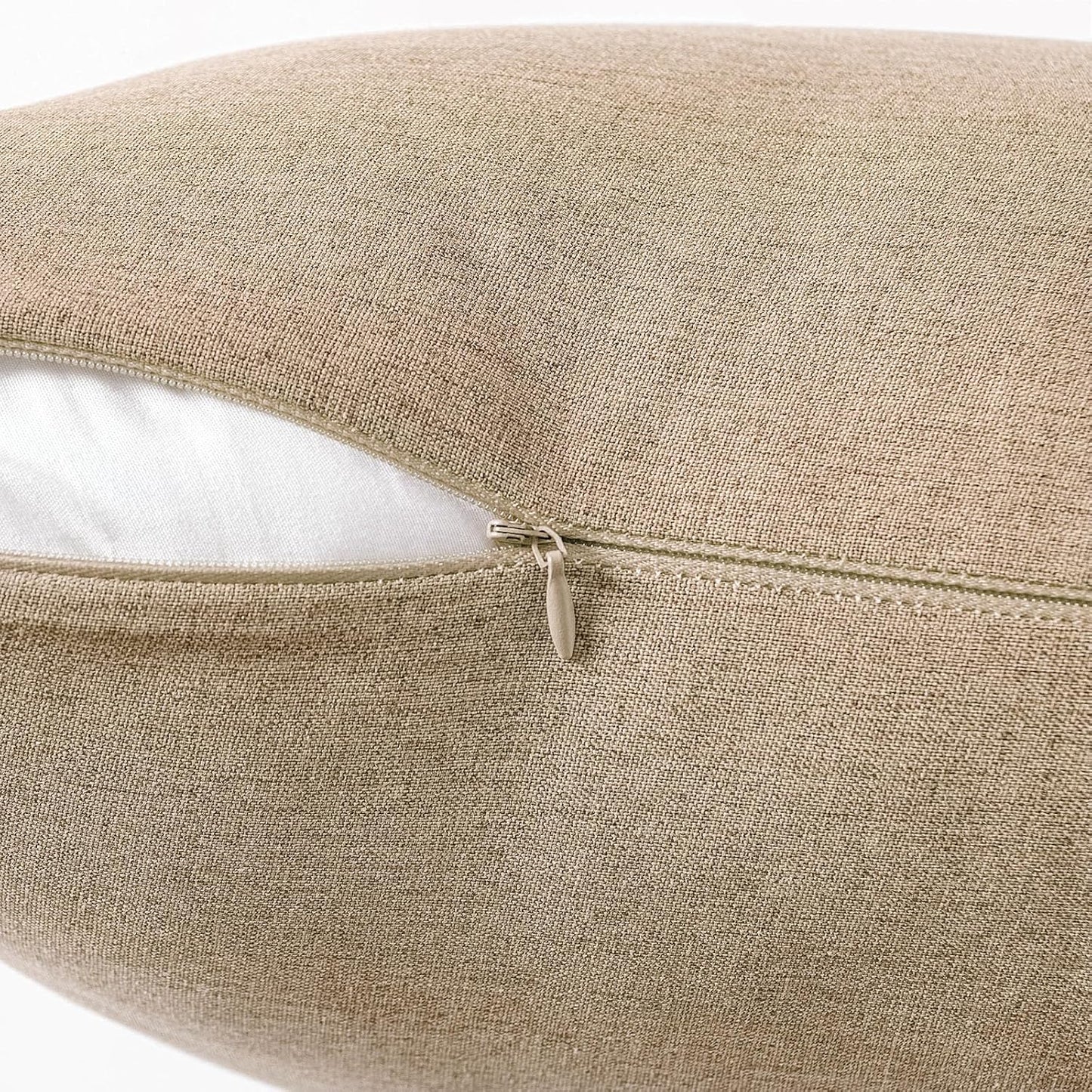 MIULEE Decorative Outdoor Throw Pillow Covers - Waterproof Faux Linen Cushion Cases | 20x12 Inch Light Tan (Pack of 2)