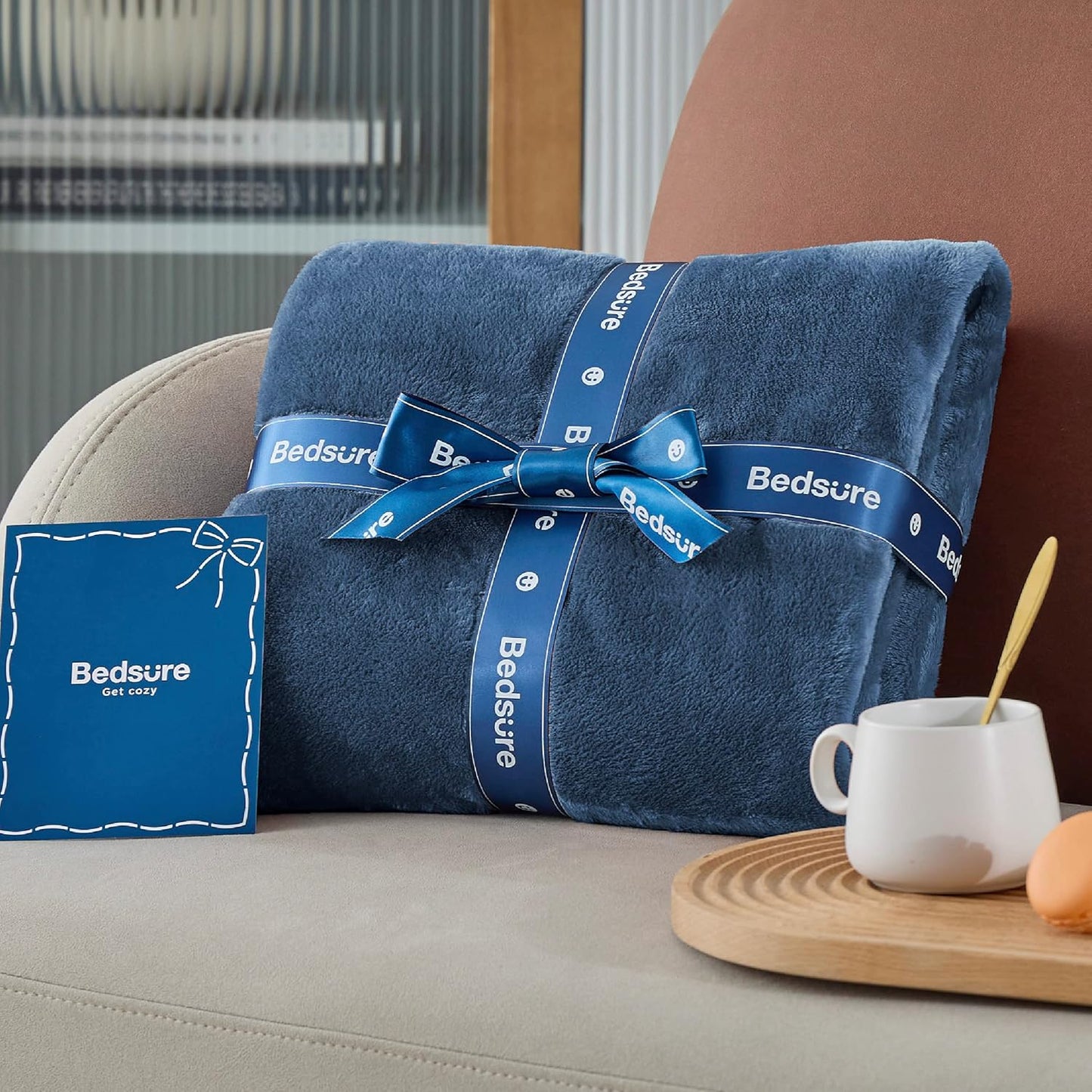 Bedsure GentleSoft Fleece Blanket - Twin Size 300GSM Plush Cozy Warm Blanket in Mineral Blue | 60x80 Inches