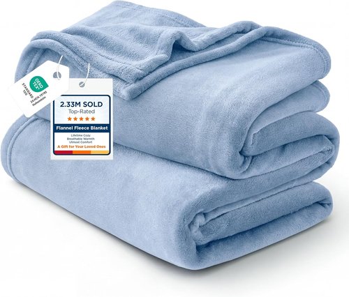 Bedsure GentleSoft Fleece Blanket - Lightweight Plush Cozy Twin Size in Light Blue | 60x80 Inches