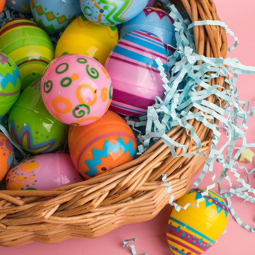 JOYIN 144 Pcs Plastic Printed Bright Easter Eggs 2.3" Tall for Easter Hunt, Basket Stuffers Fillers, Classroom Prize Supplies, Filling Treats and Party Favor