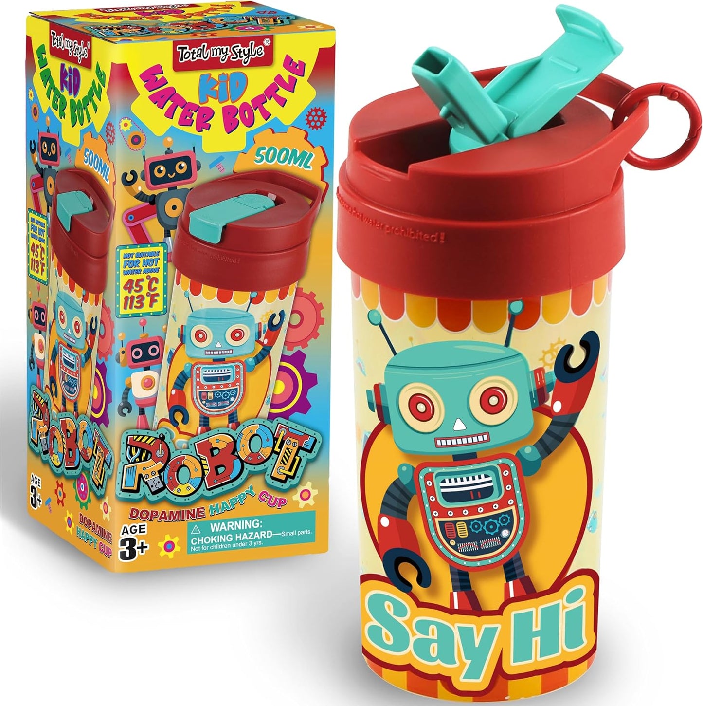 Skiennix 17oz Kids Water Bottle - Leak Proof Toddler Cup with Spout Cover & Carry Handle | BPA-Free, Dishwasher Safe