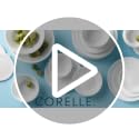 Corelle Tranquil Reflection 12-Piece White and Blue Dinnerware Set - Lightweight, Durable Glass Plates & Bowls