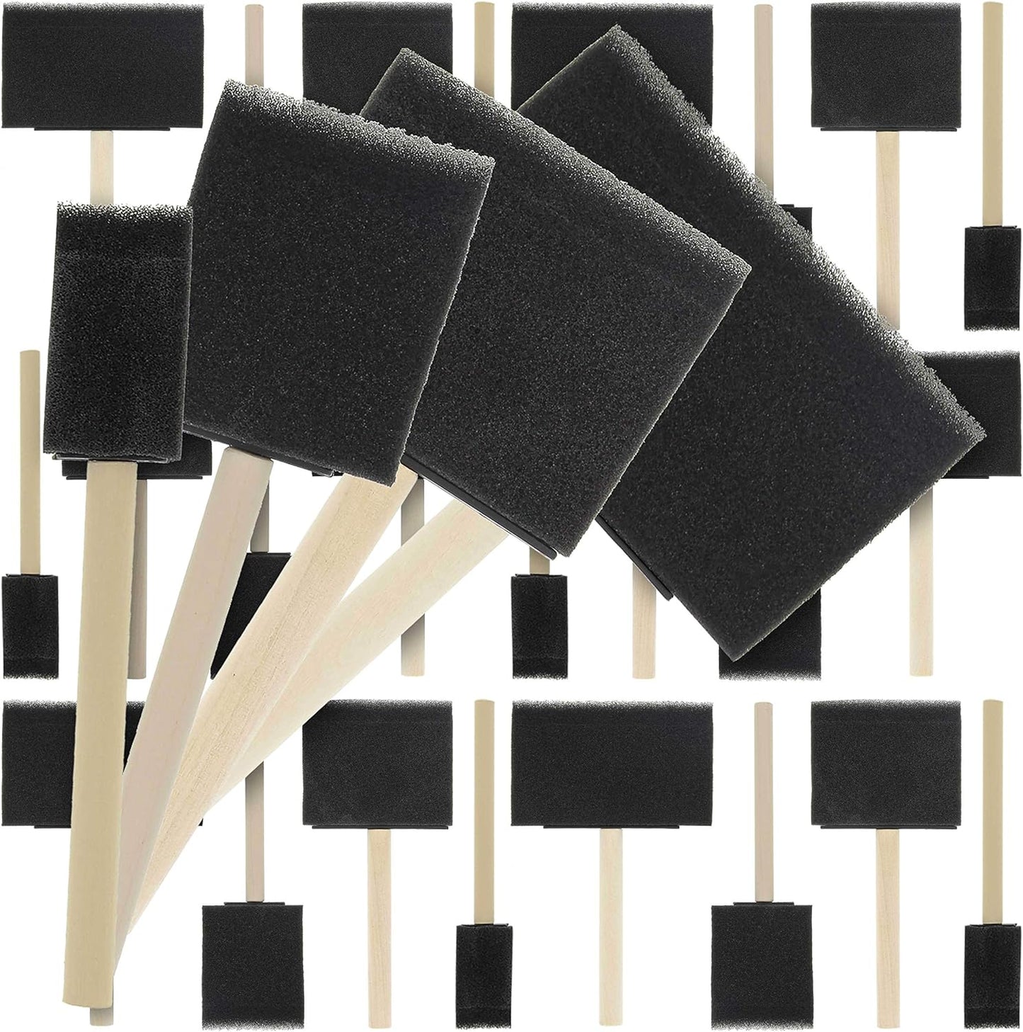 U.S. Art Supply Foam Sponge Paint Brush Set - 40 Lightweight Brushes for Acrylics, Crafts & More