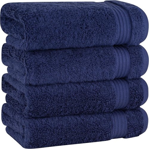 Cotton Paradise Hand Towels - 100% Turkish Cotton, Soft & Absorbent | 4-Piece Set in Navy Blue