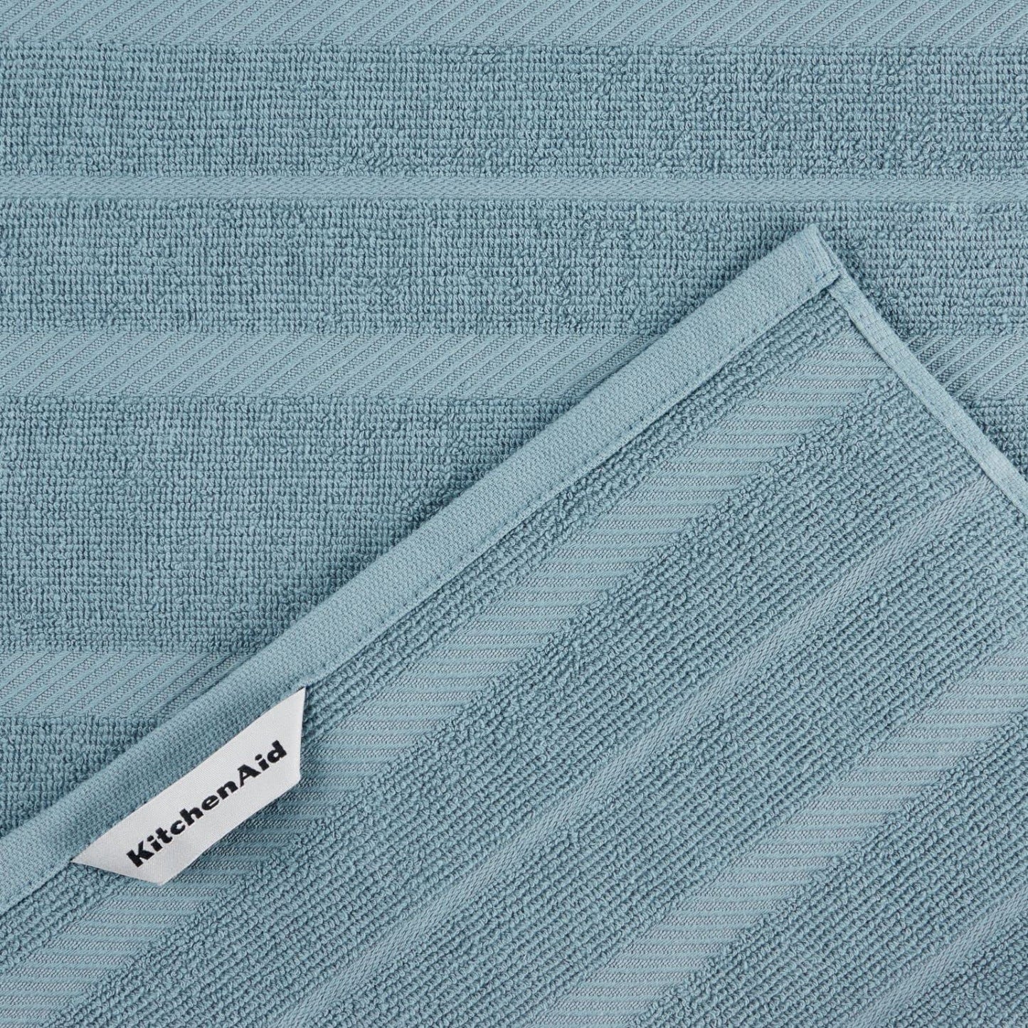 KitchenAid Albany Kitchen Towel 4-Pack Set, Fog Blue/White, 16"x26"