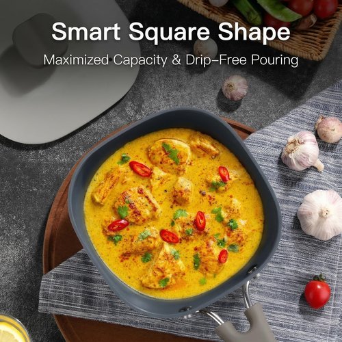 1.5QT Saucepan with Lid, Nonstick Ceramic Coating, PFAS & PFOA-Free, Induction Compatible, Dishwasher Safe, Stay-Cool Handles, Durable Scratch-Resistant Design