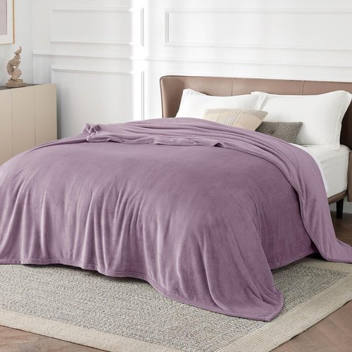 Bedsure GentleSoft Fleece Blanket - Queen Size Fog Purple | Soft, Lightweight, Plush Microfiber, 90x90 Inches