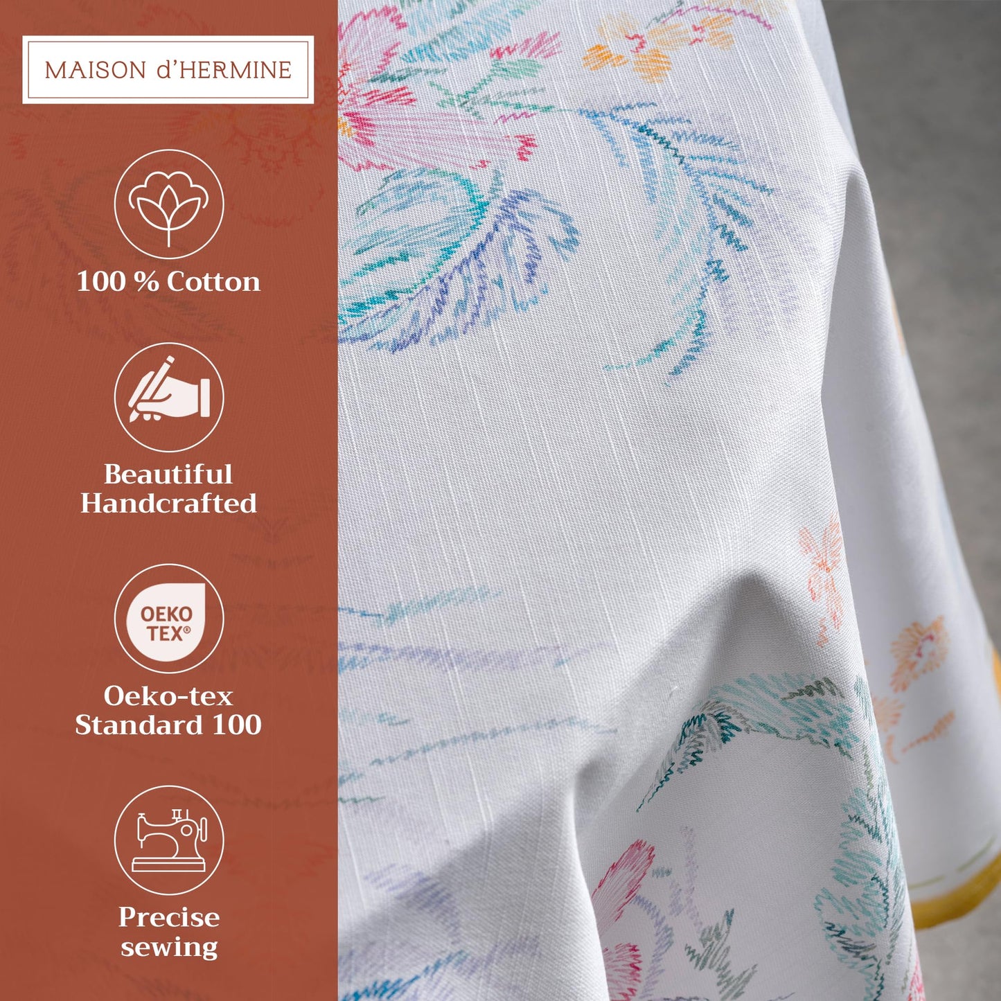 Maison d' Hermine Table Cloth Round Table 100% Cotton 69 Round Inches Tablecloth Reusable Decorative for Dining Kitchen Room Farmhouse Home Gifts for Mothers Day Spring Summer - Paradise Island
