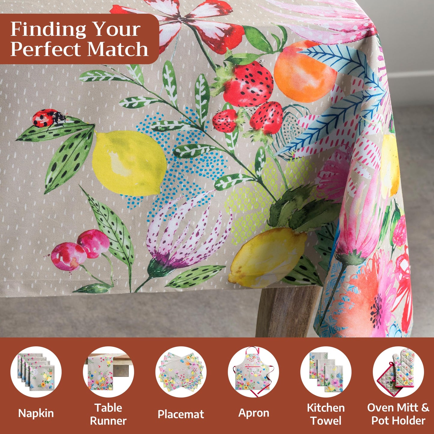 Maison d' Hermine Table Cloth Square Table 100% Cotton 54 x 54 Inches Tablecloth Reusable Decorative for Dining Kitchen Room Farmhouse Home Gifts for Mothers Day Spring Summer - Jardin D'Ete - Fog