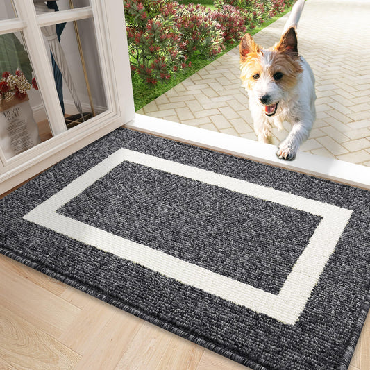 OLANLY Indoor Door Mat, 36x24, Non-Slip Absorbent Resist Dirt Entrance Mat, Washable Low-Profile Inside Entry Doormats for Entryway, Black