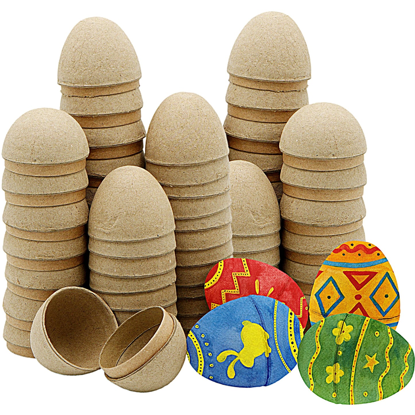 4E's Novelty DIY Paper Mache Easter Eggs to Paint 12 Pack - Paintable & Fillable Blank Easter Eggs Crafts for Kids & Adults, for Easter Arts Classroom Activities & DIY Projects
