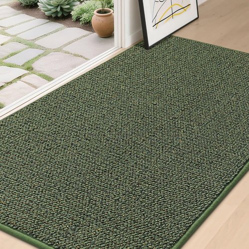 BEQHAUSE Dirt Trapper Door Mat - Non-Slip, Washable, Absorbent Entrance Mat | 36" x 60", Green