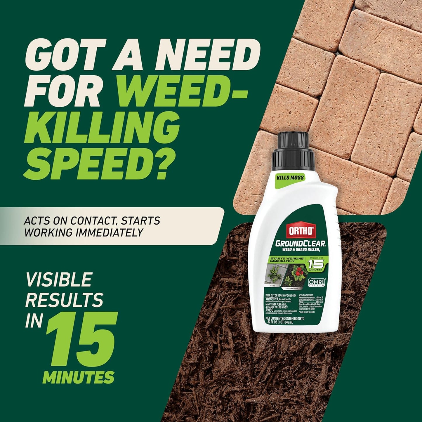 Ortho GroundClear Weed Killer Concentrate - Kills Dandelions, Crabgrass & More | 32 Fl. Oz.