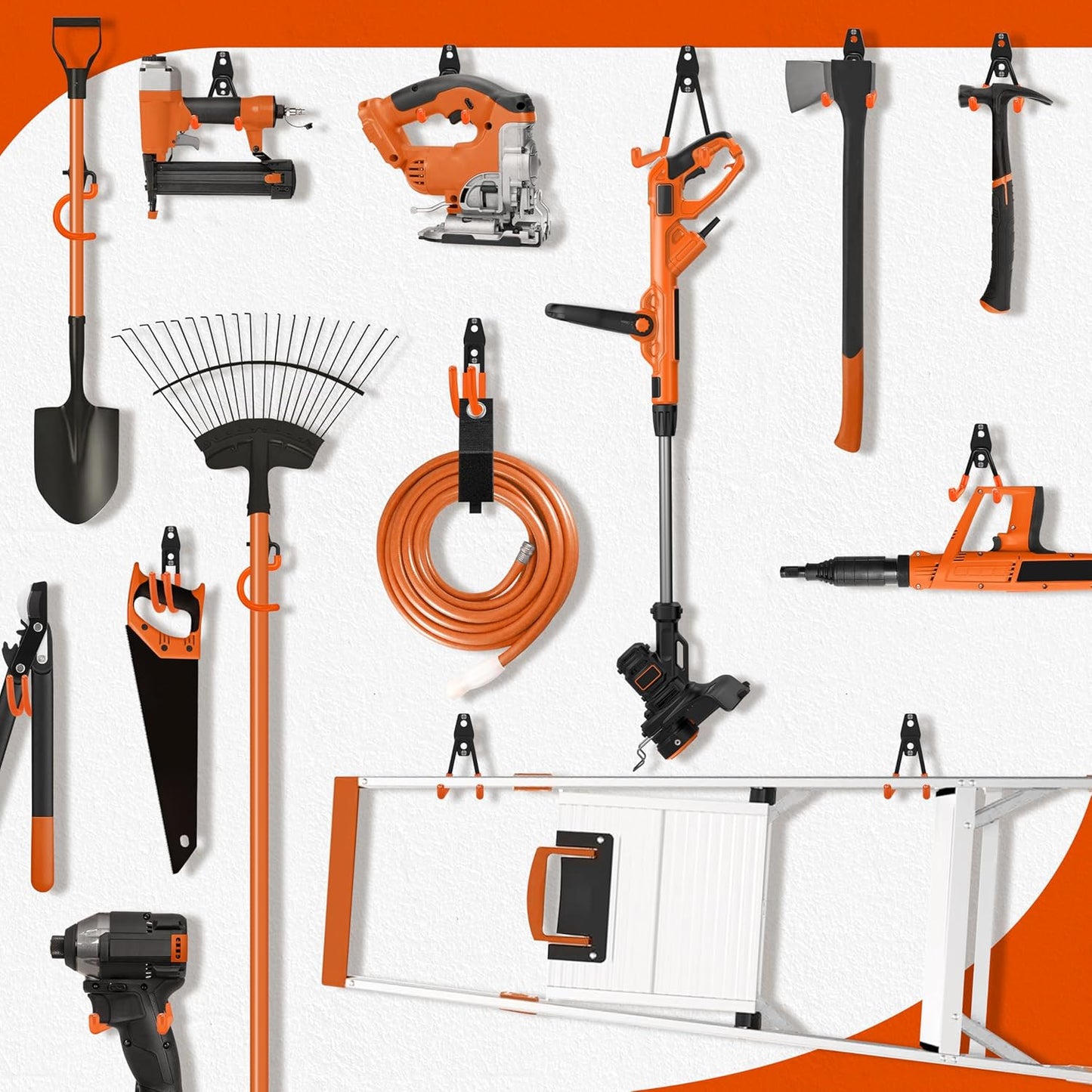 Skiennix 28 Pack Garage Hooks - Heavy Duty Storage Solution with Non-Slip PVC Coating for Bikes, Ladders & Tools