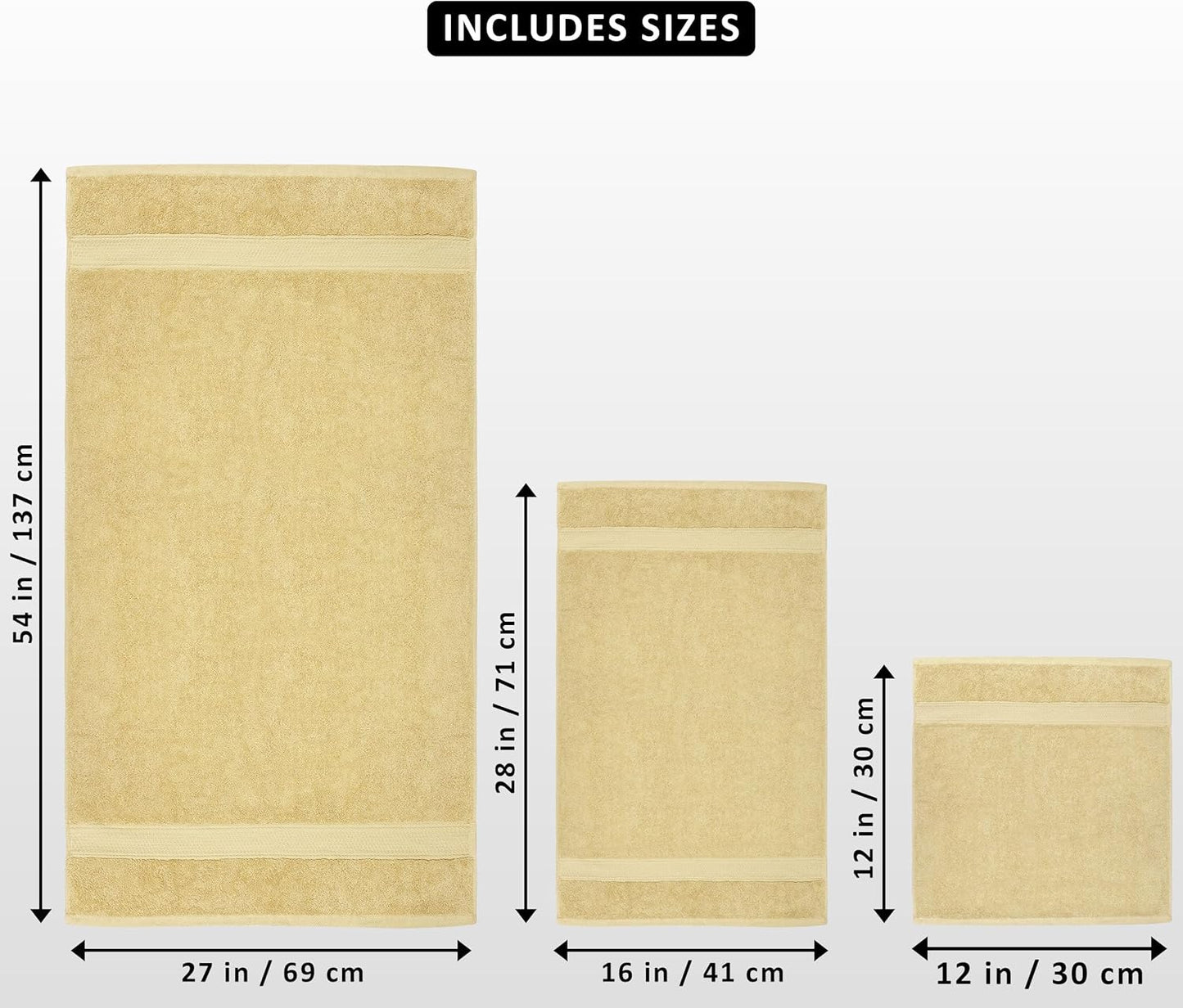Utopia Towels 8-Piece Premium Towel Set - Highly Absorbent 100% Cotton | 600 GSM in Beige