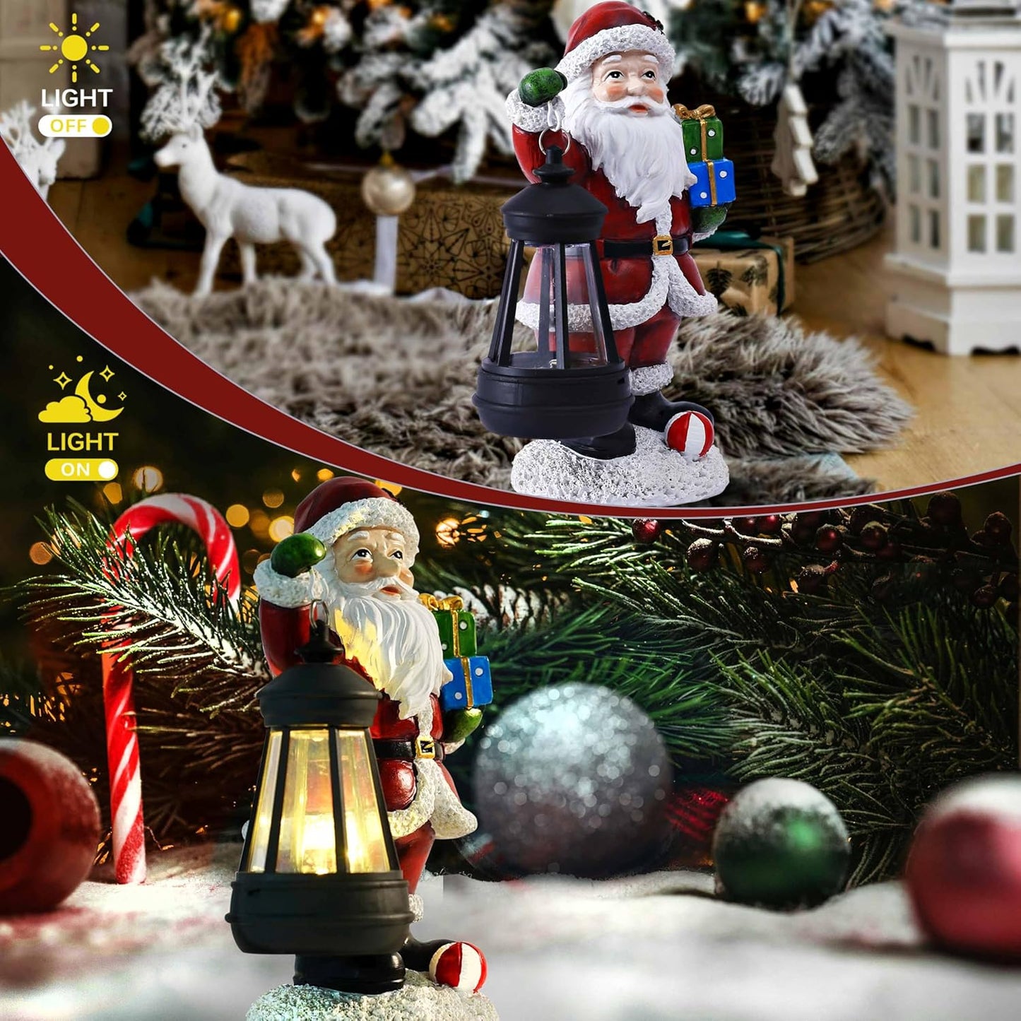 Skiennix Santa Claus Decor - Standing Figurines with Lantern Light for Indoor Ornaments | 2025 Holiday Centerpieces