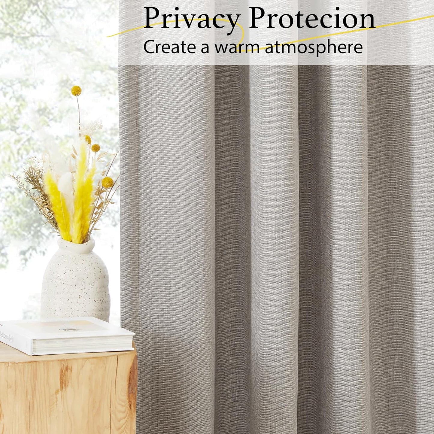 NICETOWN Blackout Thermal Insulated Valances - Farmhouse Short Curtains for Living Room | 34" W x 36" L, Angora, 2 Panels