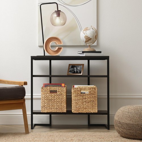 Casafield 10.5" x 10.5" Water Hyacinth Storage Baskets, Natural - Set of 4 Collapsible Cube Organizers, Woven Bins for Bathroom, Bedroom, Laundry, Pantry, Shelves