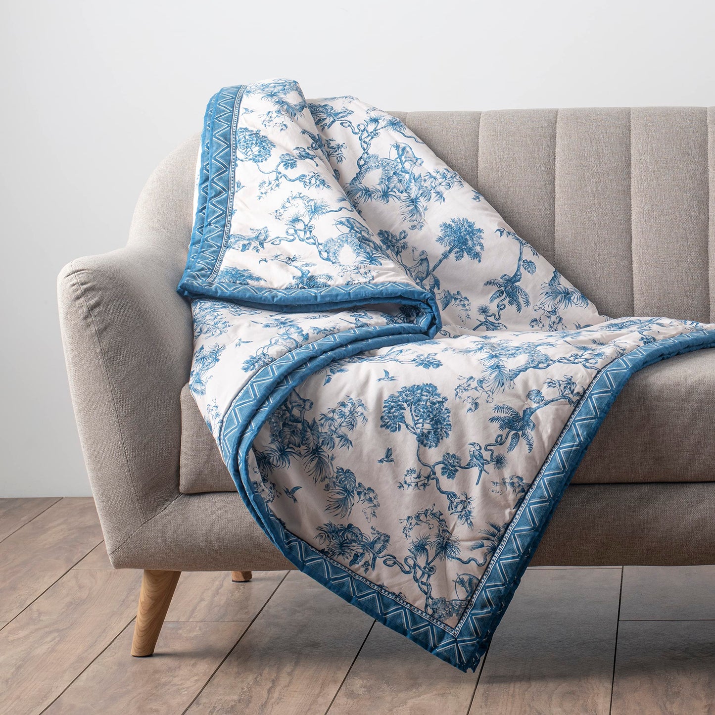 Maison d' Hermine Throw Blanket for Couch Lightweight Soft Warm Breathable Cotton Throw Blankets for Bed Girls Boys Women Men Sofa Living Room Gifts for Mothers Day (50'' X 60'', Bonobo - Blue)