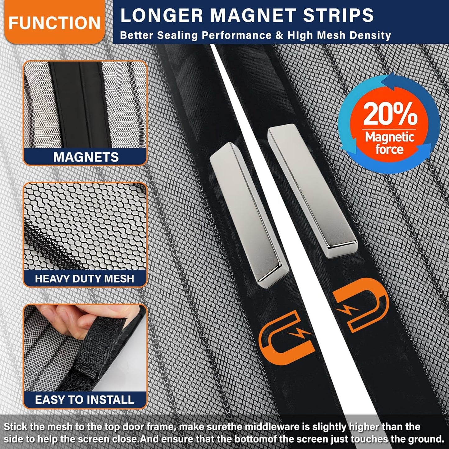 Mesh Screen with Magnetic Closure by [Brand Name] - Heavy-Duty Bug Barrier for Doors (38 x 82 Inch) | Pet and Kid Friendly