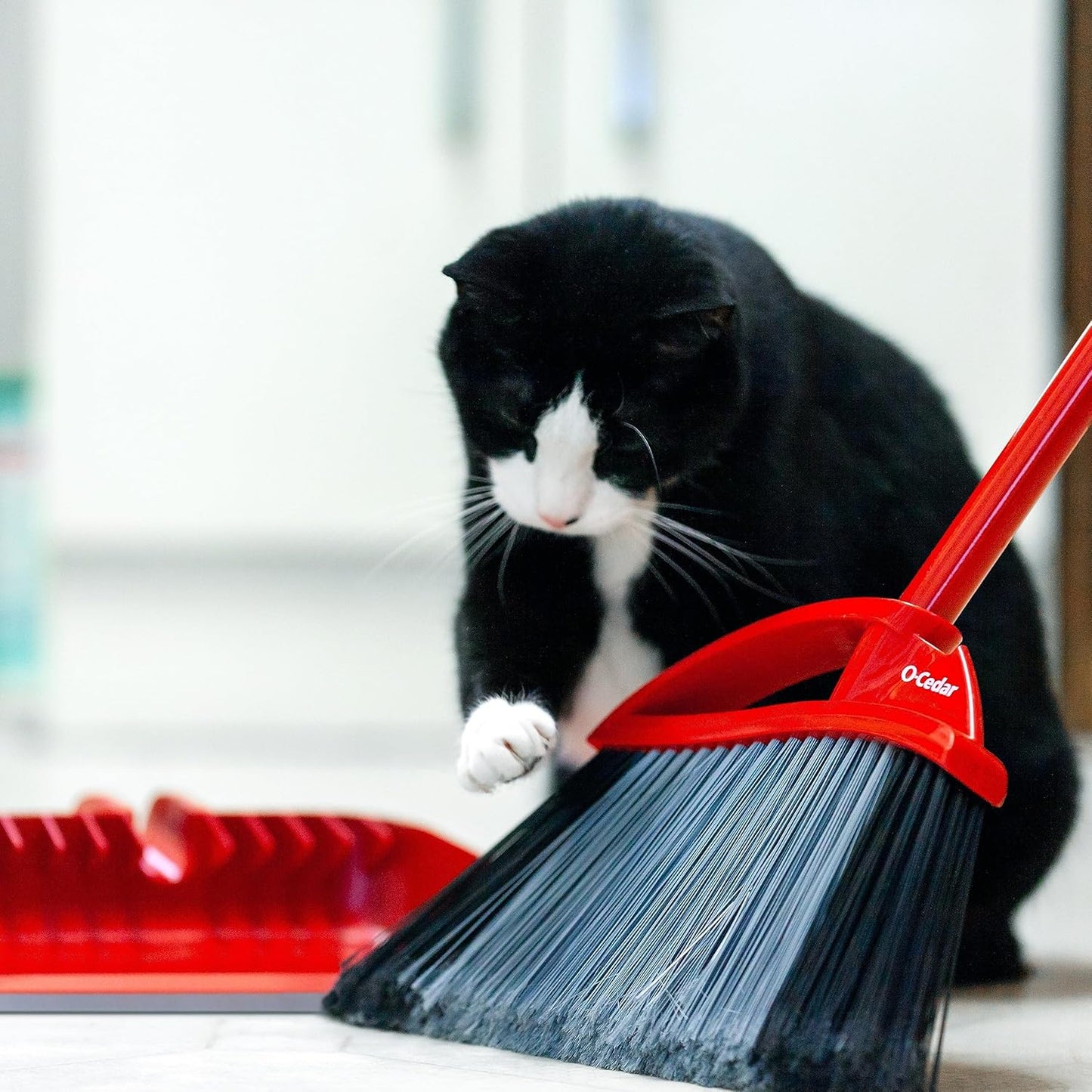 O-Cedar Pet Pro Broom - Step-On Dustpan for Effortless Cleaning | Removes 99% Pet Hair | Ideal for Cat & Dog Owners