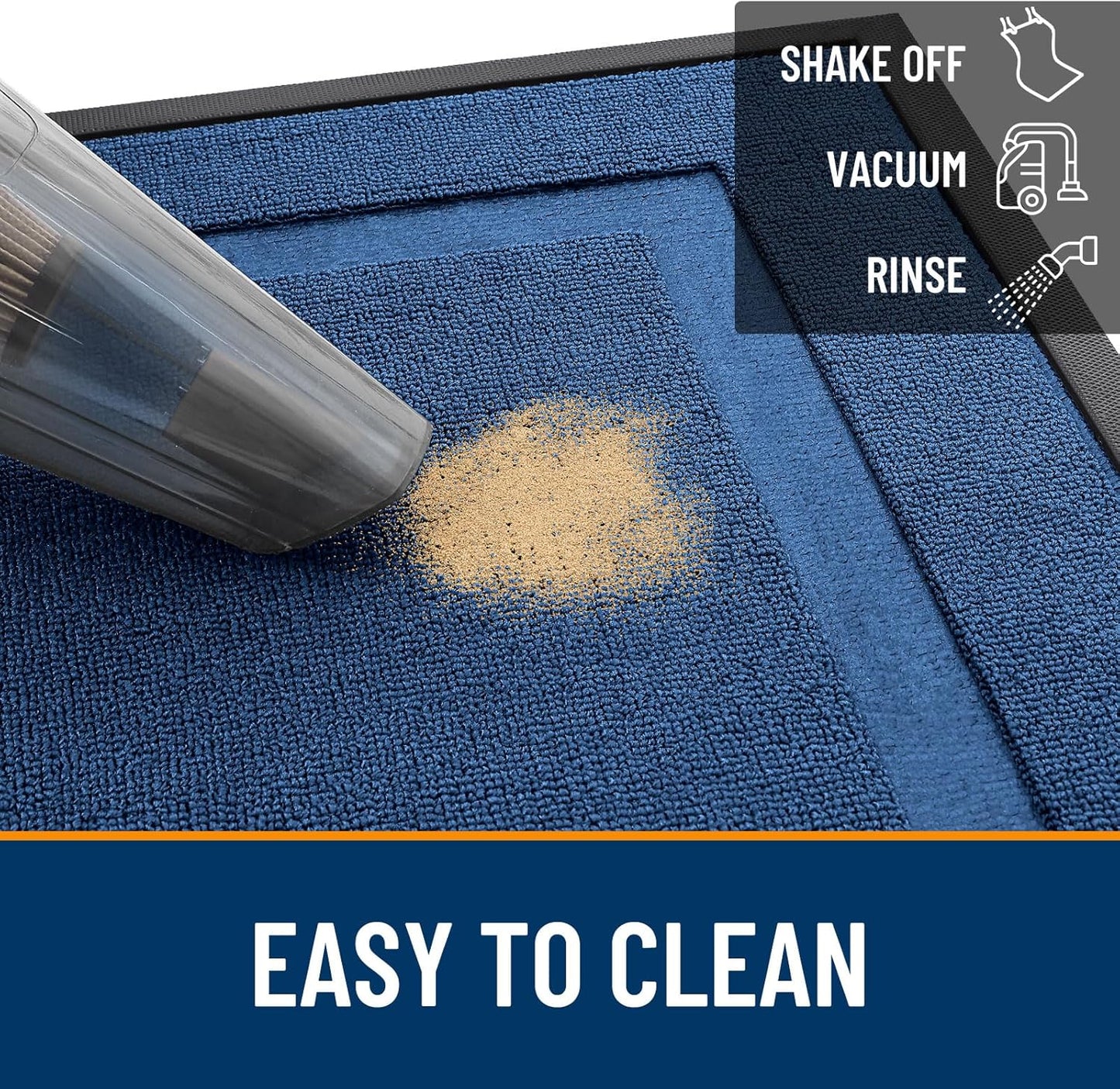 OLANLY Waterproof Front Door Mat - All-Season Indoor/Outdoor Doormat, Easy Clean, 29.5x17, Navy Blue