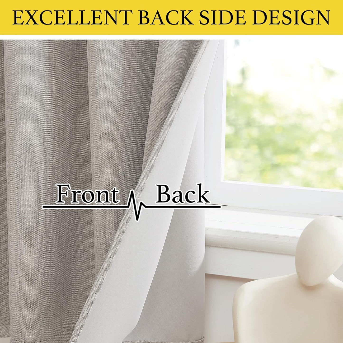 NICETOWN Blackout Thermal Insulated Valances - Farmhouse Short Curtains for Living Room | 34" W x 36" L, Angora, 2 Panels