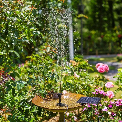 AISITIN Solar Water Pump Kit - DIY Outdoor Fountain Pump with 6 Nozzles for Bird Baths, Ponds & Gardens