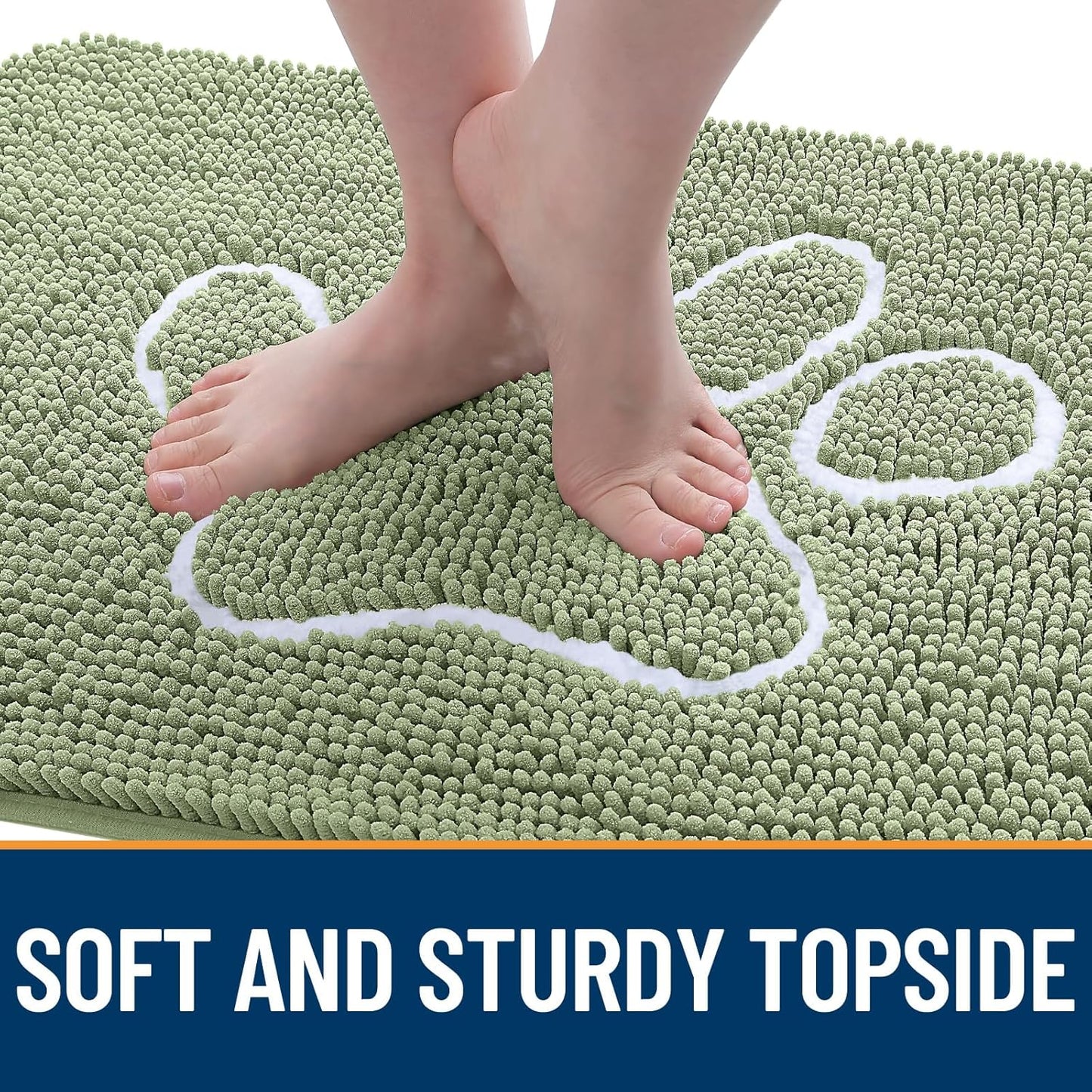 OLANLY Dog Door Mat - Absorbent Muddy Paws Doormat | Non-Slip Chenille, Quick Dry, 40x32, Sage Green
