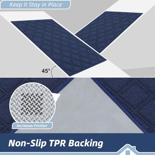BEQHAUSE Dirt Trapper Door Mat - Non-Slip, Washable, Absorbent Entrance Mat | 20" x 32", Blue