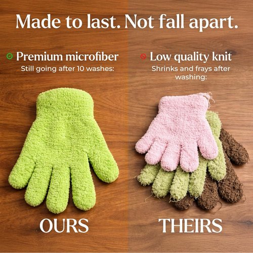 BLESS YOUR SOIL Microfiber Dusting Gloves - Reusable Leaf Cleaning Gloves for Houseplants, 2 Pairs