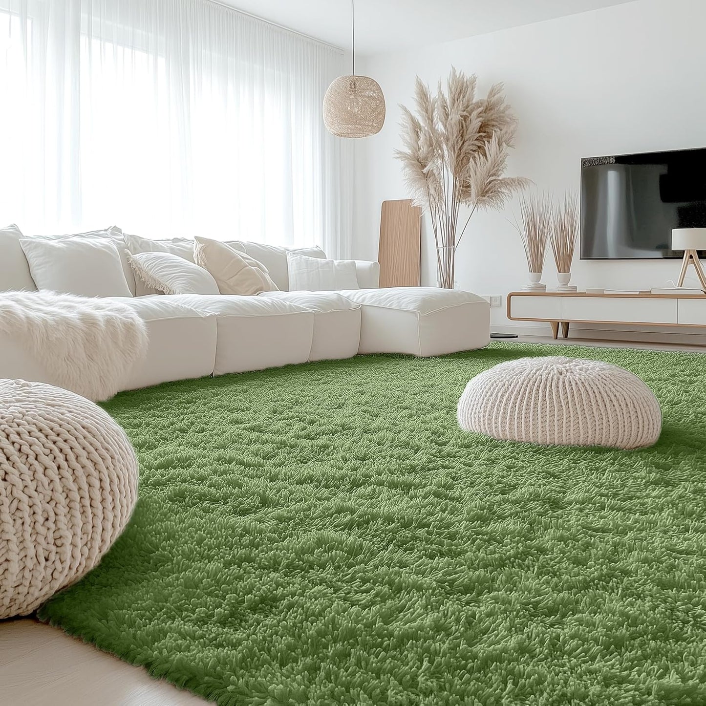 OLANLY Large Area Rug - Soft Fluffy Shaggy Carpet for Living Room & Bedroom | 9x12, Green