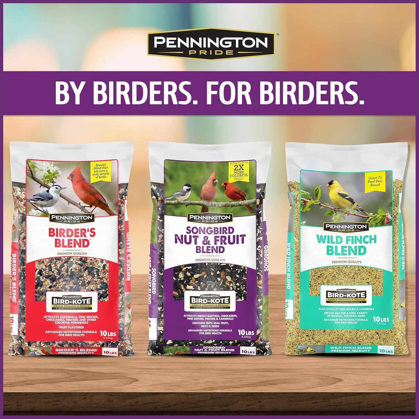 Pennington Pride Songbird Nut & Fruit Blend - Advanced Nutrition Wild Bird Seed, 10 lb Bag