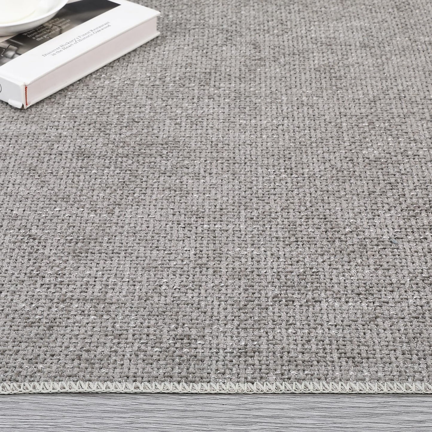 GlowSol 5x7 Area Rugs for Living Room Bedroom Machine Washable Solid Rug Stain Resistant Non-Shed Carpet Solid Casual Contemporary Floor Cover Low Pile Mat for Dinning Room Kitchen