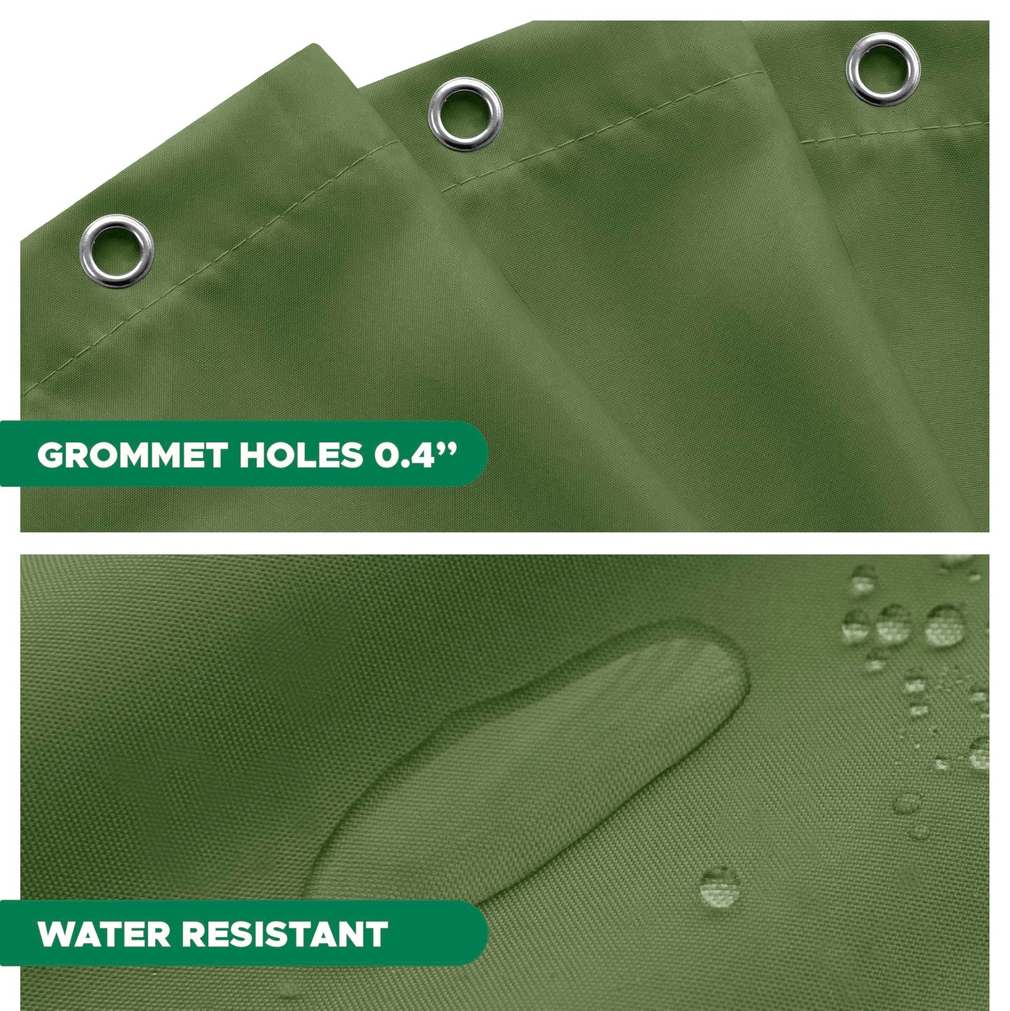Biscaynebay Hotel Quality Fabric Shower Curtain Liners 72 Inch by 72 Inch, Sage Water Resistant Bathroom Curtains Rust Resistant Grommets & Weighted Bottom Hem Machine Washable