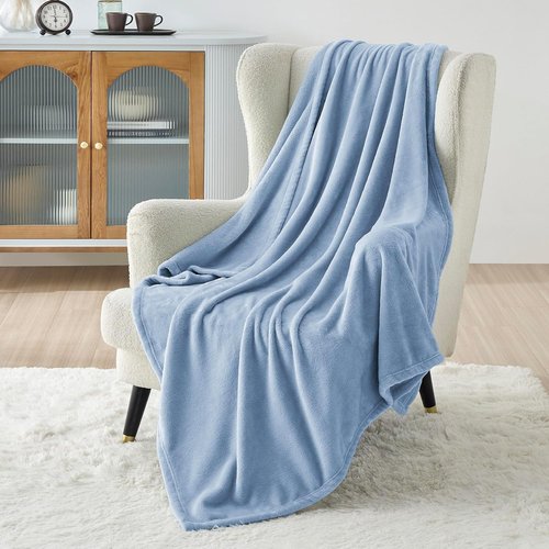 Bedsure GentleSoft Fleece Blanket - Lightweight Plush Cozy Twin Size in Light Blue | 60x80 Inches