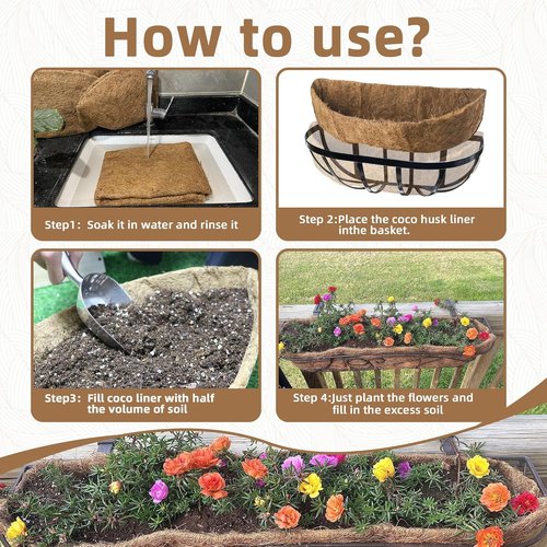 Coco Liner | Premium 24-Inch Trough Planter Liners - 100% Natural Coconut Fiber for Outdoor Use