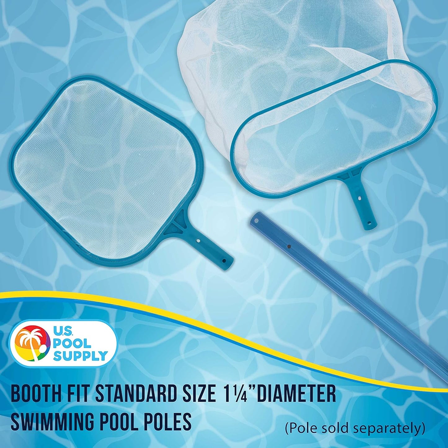 U.S. Pool Supply Professional Swimming Pool Leaf Skimmer Net Set - Fast Debris Removal for Clean Pools | Ideal for Liners, Spas, and Inflatable Pools