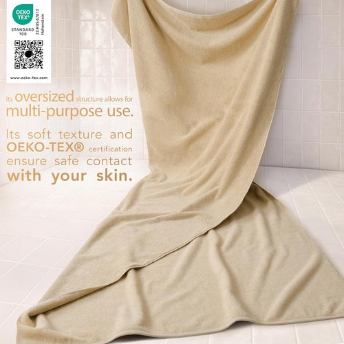 Cotton Paradise 100% Cotton Oversized Bath Sheet - Extra Large 40x80 Beige Turkish Towel