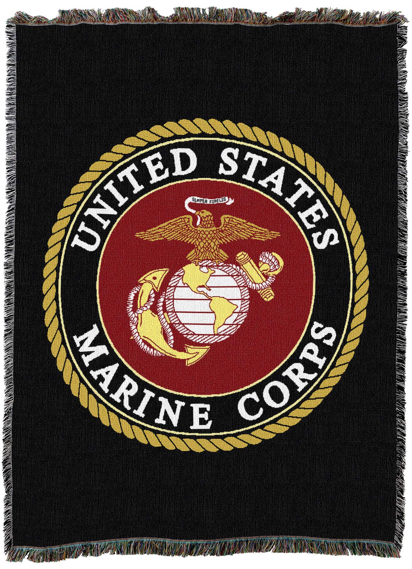 Pure Country Weavers US Marine Corps - Emblem Blanket - Gift Military Tapestry Throw Woven from Cotton - Made in The USA (72x54)