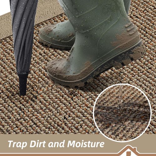 BEQHAUSE Indoor Door Mat - Non-Slip, Washable Dirt Trapper Rug | 20" x 32", Taupe Color