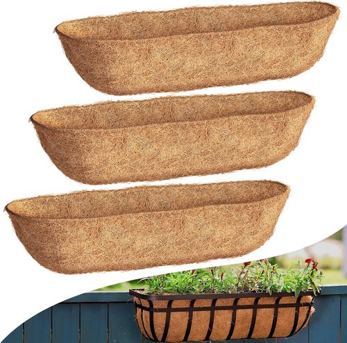 Coco Liner 30-Inch Trough Planters - Natural Coconut Coir Fiber for Wall Baskets & Window Boxes