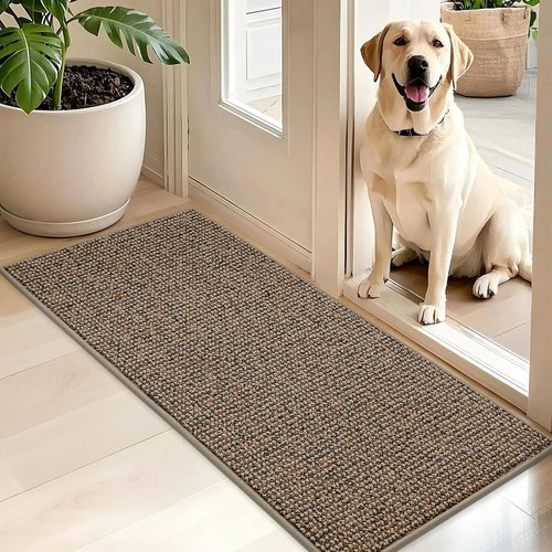 BEQHAUSE Dirt Trapper Door Mat - Non-Slip, Washable, Absorbent | 20" x 48", Beige for Entryway