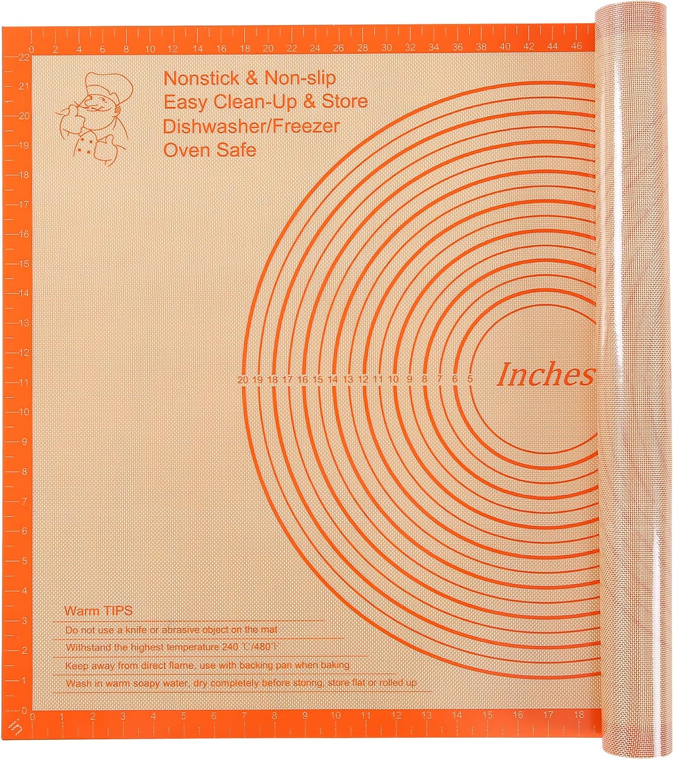 Skiennix Silicone Pastry Mat - Extra Large 36x24 Inch Nonstick Baking Surface for Dough & Pastry